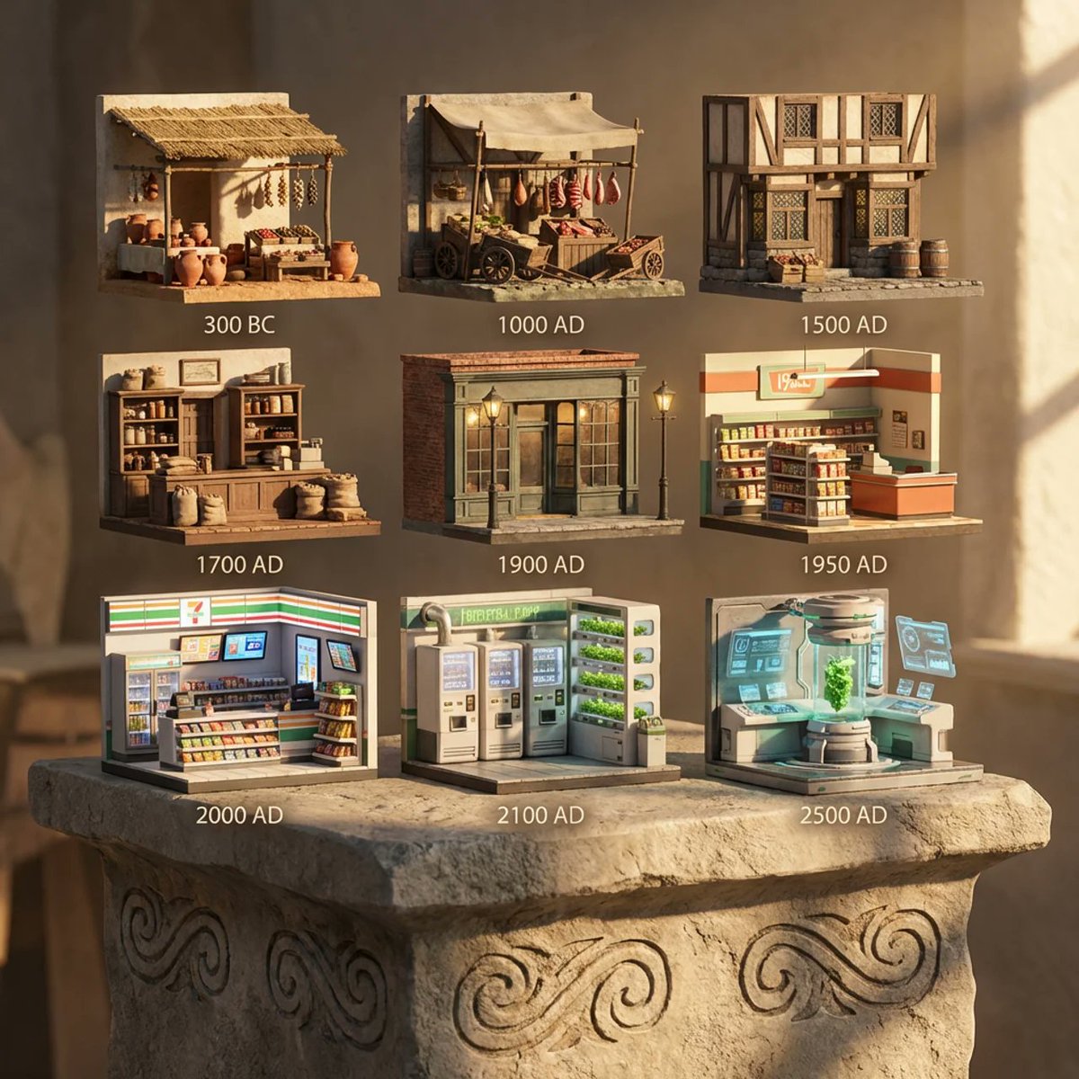 跨越时代的杂货店3x3网格
