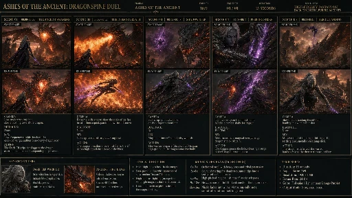 Fantasy storyboard of a dark elf and dragon duel