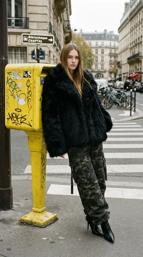 Casual fashion portrait on an overcast city corner